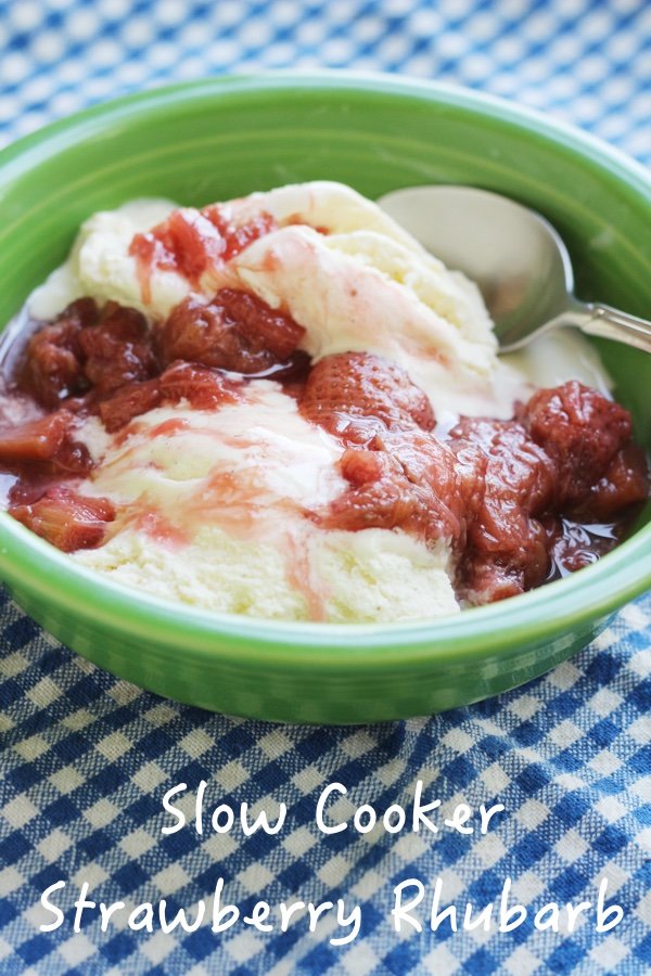 Strawberry Rhubarb Compote in a Slow Cooker Recipe